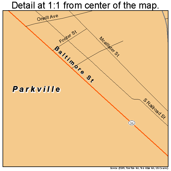 Parkville, Pennsylvania road map detail