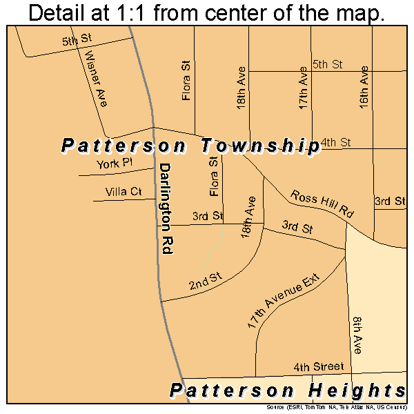Patterson Township, Pennsylvania road map detail