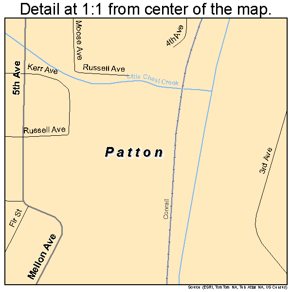 Patton, Pennsylvania road map detail