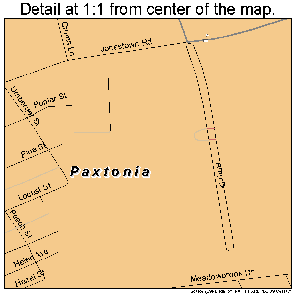 Paxtonia, Pennsylvania road map detail