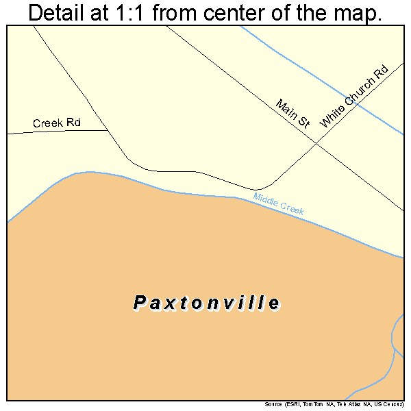 Paxtonville, Pennsylvania road map detail
