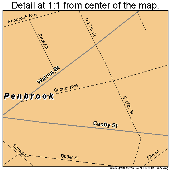 Penbrook, Pennsylvania road map detail