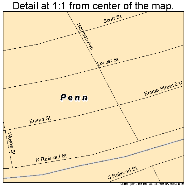 Penn, Pennsylvania road map detail