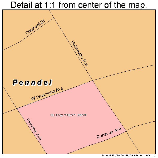 Penndel, Pennsylvania road map detail