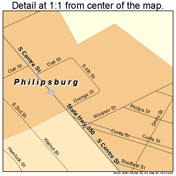 Philipsburg, Pennsylvania road map detail