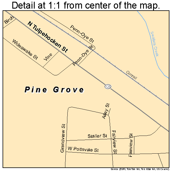 Pine Grove, Pennsylvania road map detail