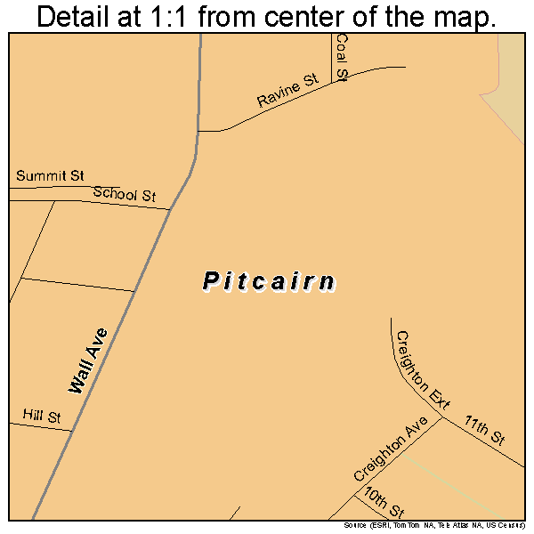 Pitcairn, Pennsylvania road map detail