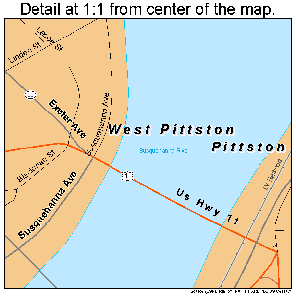 Pittston, Pennsylvania road map detail