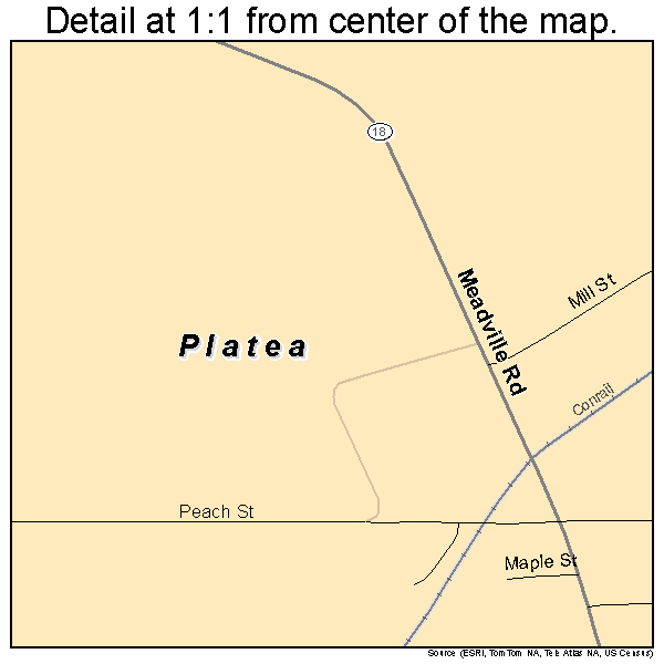Platea, Pennsylvania road map detail