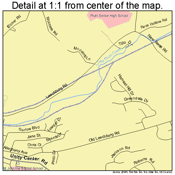 Plum, Pennsylvania road map detail