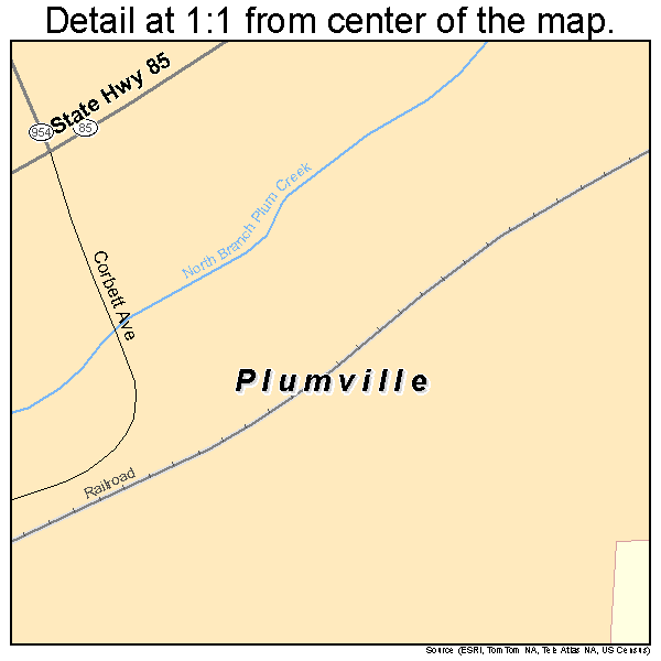 Plumville, Pennsylvania road map detail