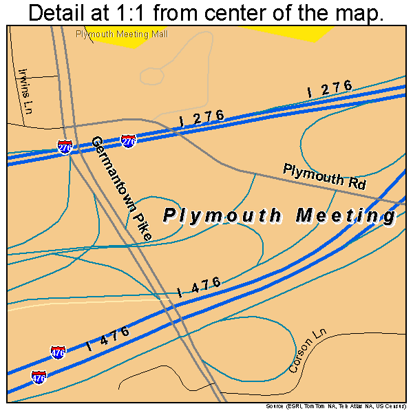 Plymouth Meeting, Pennsylvania road map detail