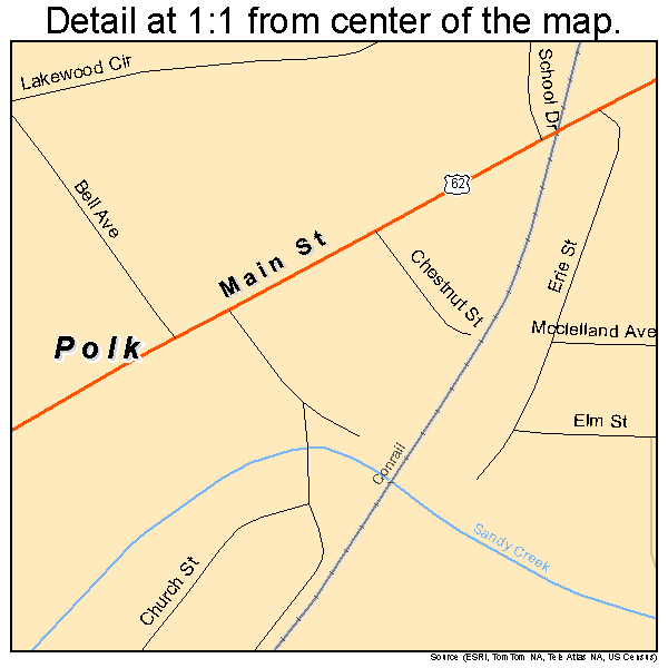 Polk, Pennsylvania road map detail