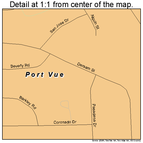 Port Vue, Pennsylvania road map detail
