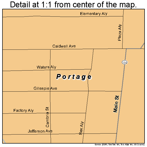 Portage, Pennsylvania road map detail