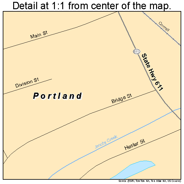 Portland, Pennsylvania road map detail