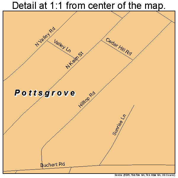 Pottsgrove, Pennsylvania road map detail