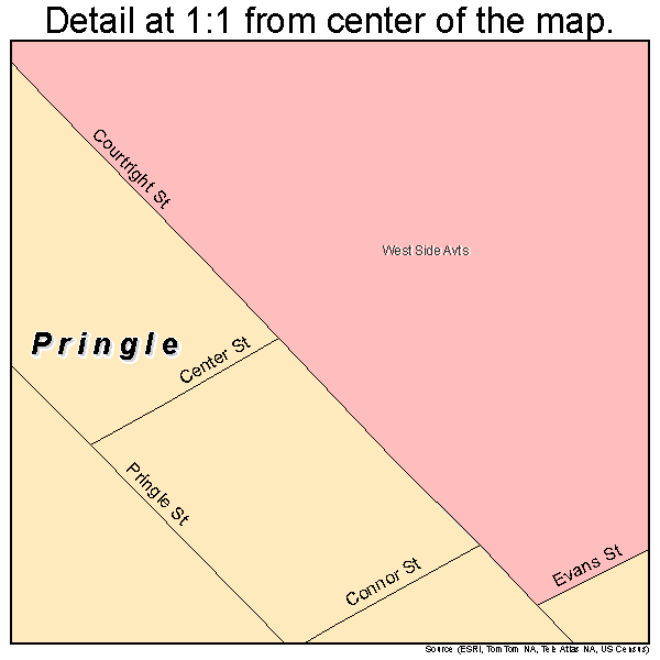 Pringle, Pennsylvania road map detail