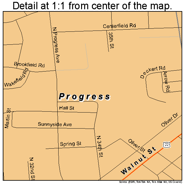 Progress, Pennsylvania road map detail