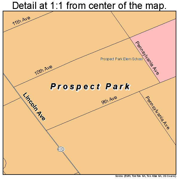 Prospect Park, Pennsylvania road map detail