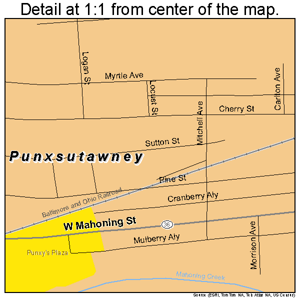 Punxsutawney, Pennsylvania road map detail