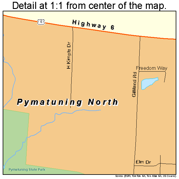 Pymatuning North, Pennsylvania road map detail