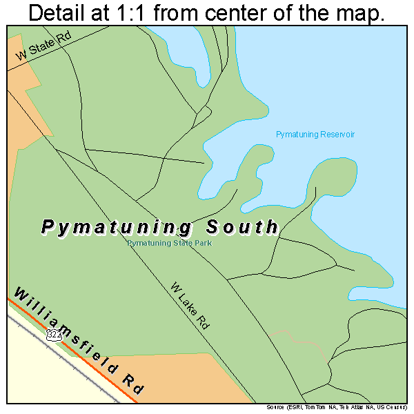 Pymatuning South, Pennsylvania road map detail