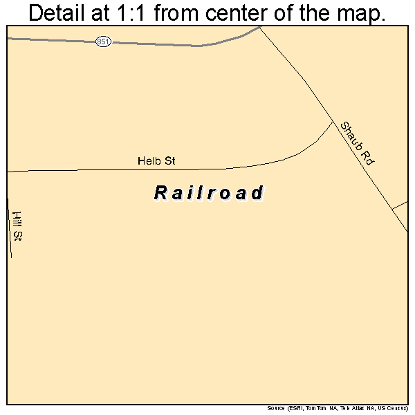 Railroad, Pennsylvania road map detail