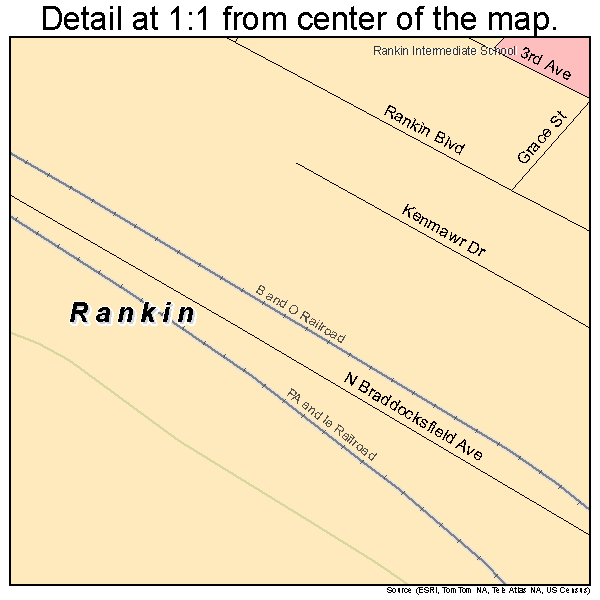 Rankin, Pennsylvania road map detail