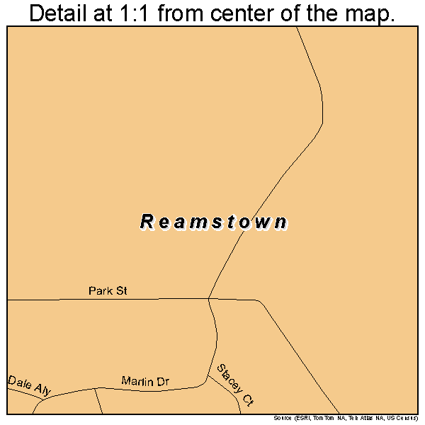 Reamstown, Pennsylvania road map detail