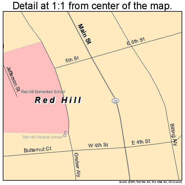 Red Hill, Pennsylvania road map detail