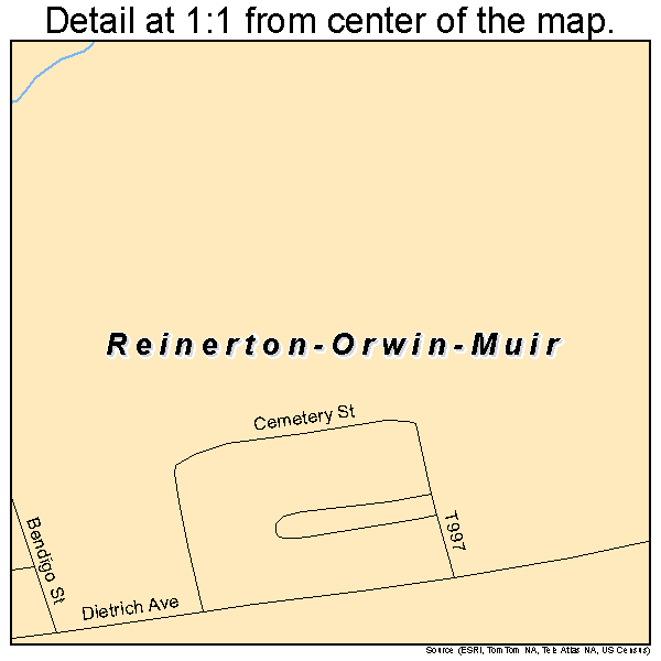Reinerton-Orwin-Muir, Pennsylvania road map detail
