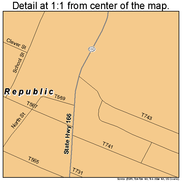 Republic, Pennsylvania road map detail