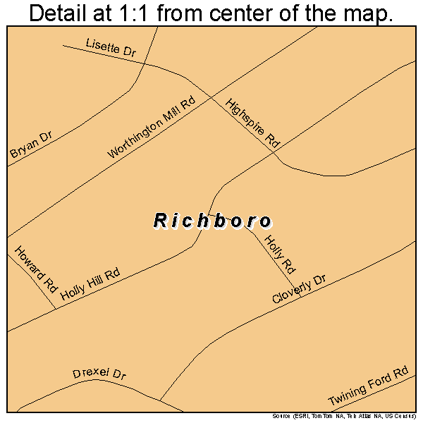 Richboro, Pennsylvania road map detail