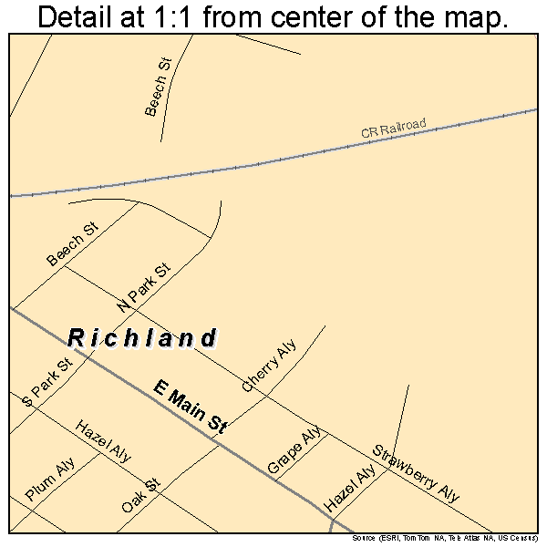 Richland, Pennsylvania road map detail