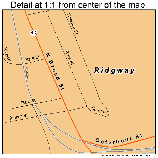 Ridgway, Pennsylvania road map detail