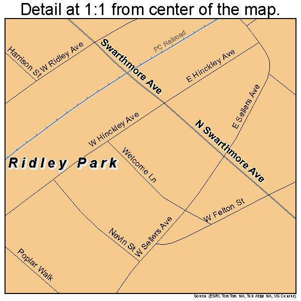 Ridley Park, Pennsylvania road map detail