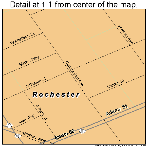Rochester, Pennsylvania road map detail