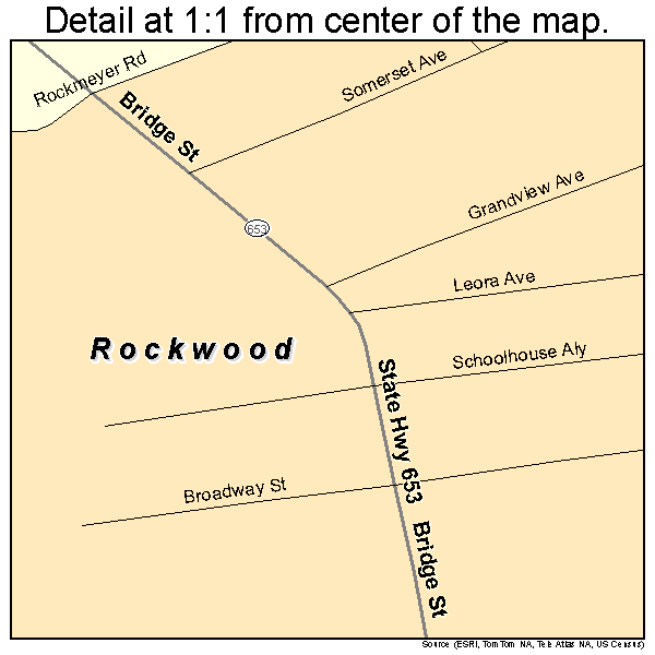Rockwood, Pennsylvania road map detail