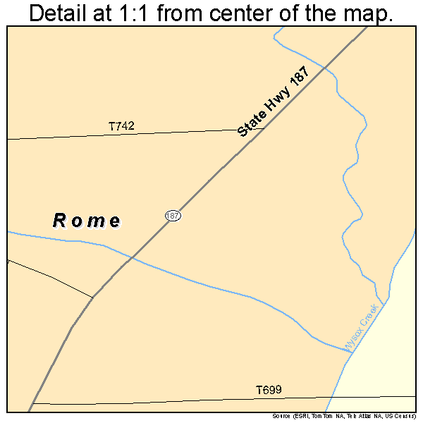 Rome, Pennsylvania road map detail