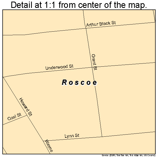 Roscoe, Pennsylvania road map detail