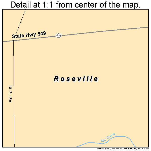Roseville, Pennsylvania road map detail