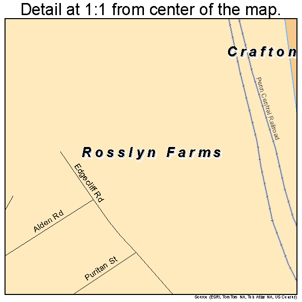 Rosslyn Farms, Pennsylvania road map detail