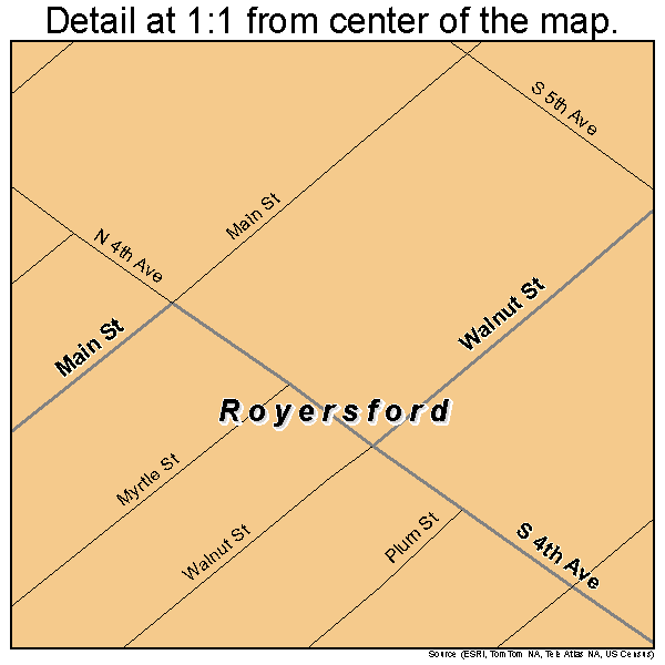 Royersford, Pennsylvania road map detail
