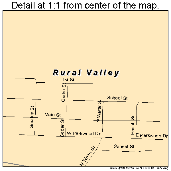 Rural Valley, Pennsylvania road map detail