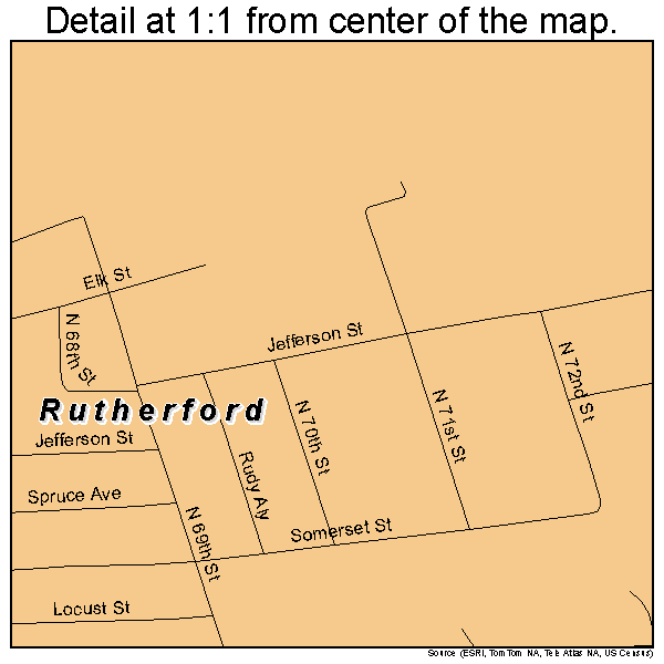 Rutherford, Pennsylvania road map detail