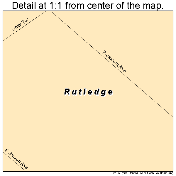 Rutledge, Pennsylvania road map detail
