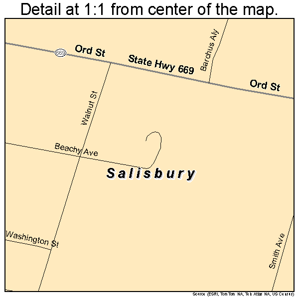 Salisbury, Pennsylvania road map detail