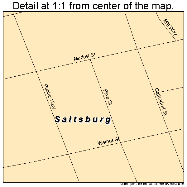 Saltsburg, Pennsylvania road map detail