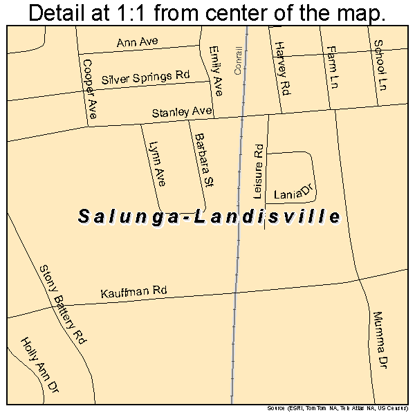 Salunga-Landisville, Pennsylvania road map detail